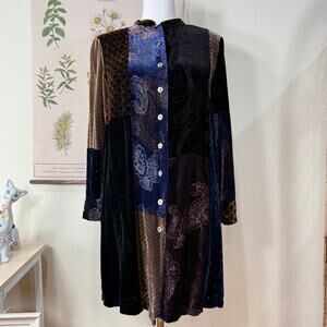 Vintage 90s Patchwork Velvet Top Whimsigoth Witchy Romantic Goth Dark Fairy S